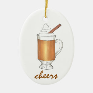 Cheers Hot Buttered Rum Winter Holiday Drink Keramikornament
