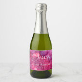 Cheers Hot Pink Painted Wasserfarbe Hintergrundbil Schaumweinetikett (Vorderseite)