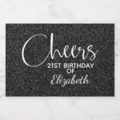 Cheers Imitate Black GLITZER Birthday Mini Schaumweinetikett (Einzelnes Label)