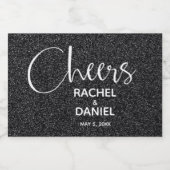 Cheers Imitate BLACK GLITZER Wedding Mini Schaumweinetikett (Einzelnes Label)