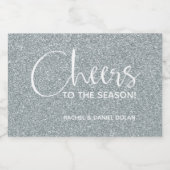Cheers Imitate Gold GLITZER Weihnachten Mini Schaumweinetikett (Einzelnes Label)