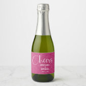 Cheers Imitate HOT PINK GLITZER Wedding Mini Schaumweinetikett (Vorderseite)