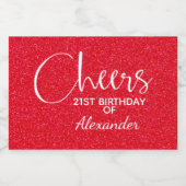 Cheers Imitate Red GLITZER Birthday Mini Schaumweinetikett (Einzelnes Label)