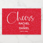 Cheers Imitate RED GLITZER Wedding Mini Schaumweinetikett (Einzelnes Label)