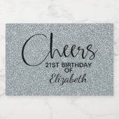 Cheers Imitate Silver GLITZER Birthday Mini Schaumweinetikett (Einzelnes Label)