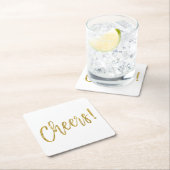 Cheers Imitats Gold Foil und White Drinks Coasters Rechteckiger Pappuntersetzer (Vor Ort)