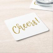 Cheers Imitats Gold Foil und White Drinks Coasters Rechteckiger Pappuntersetzer (angewinkelt)