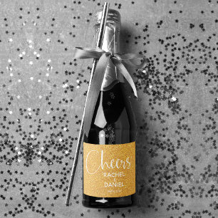 Cheers Imitats GOLD GLITZER Wedding Mini Schaumweinetikett
