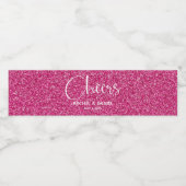 Cheers Imitats HOT PINK GLITZER Wedding Wasserflaschenetikett (Einzelnes Label)
