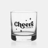 Cheers individuelle Name Retrostars Whiskyglas (Vorderseite)