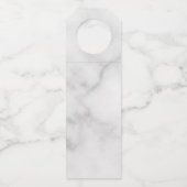 'Cheers' Klasse Elegant Script Marble Wedding Flaschenanhänger (Rückseite)