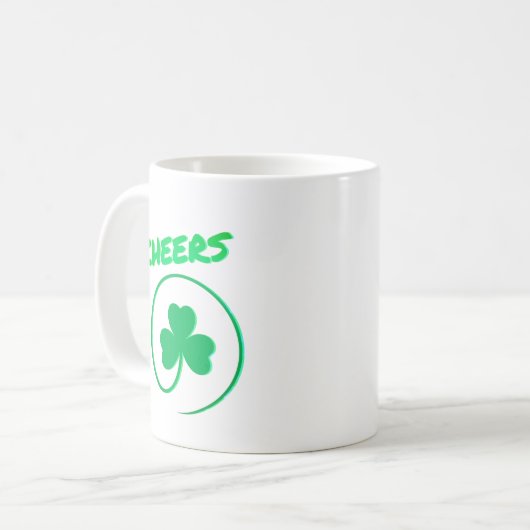 Cheers Kleeblatt Clover Ireland Irish St Patrick's Kaffeetasse (Vorderseite Links)