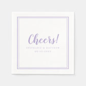 Cheers Lavender Wedding Reception Cocktail  Serviette (Vorderseite)