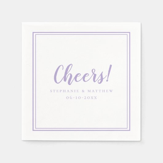 Cheers Lavender Wedding Reception Cocktail  Serviette (Vorderseite)