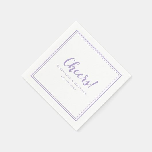 Cheers Lavender Wedding Reception Cocktail  Serviette (Ecke)