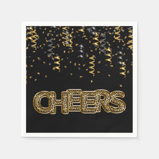 CHEERS Leopard Print Balloon Celebration Chic Fun Serviette (Vorderseite)