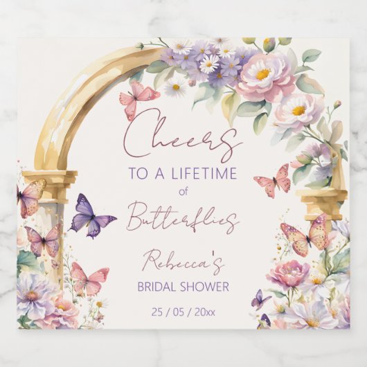 Cheers Lifetime of Butterflies Brautparty Schaumweinetikett (Einzelnes Label)