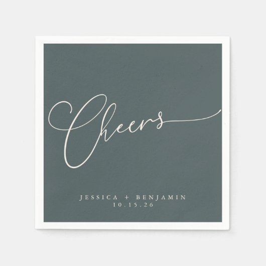 Cheers Minimal Aquamarine Script Custom Wedding Serviette (Vorderseite)