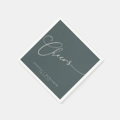 Cheers Minimal Aquamarine Script Custom Wedding Serviette (Ecke)