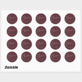 Cheers Minimal Burgundy Script Custom Wedding Runder Aufkleber (Blatt)
