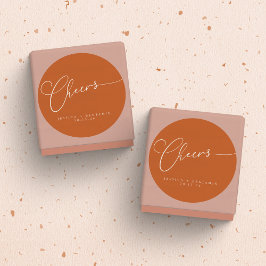 Cheers Minimal Burnt Orange Script Custom Wedding Runder Aufkleber