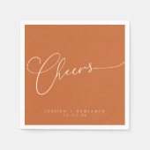 Cheers Minimal Burnt Orange Script Custom Wedding Serviette (Vorderseite)
