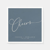 Cheers Minimal Dark Blue Script Custom Wedding Serviette (Vorderseite)