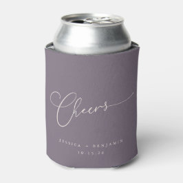 Cheers Minimal Dark Lila Script Custom Wedding Dosenkühler