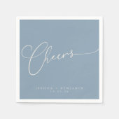 Cheers Minimal Dusty Blue Script Custom Wedding Serviette (Vorderseite)
