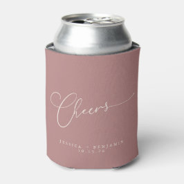 Cheers Minimal Dusty Rose Script Custom Wedding Dosenkühler