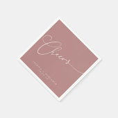 Cheers Minimal Dusty Rose Script Custom Wedding Serviette (Ecke)