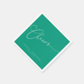Cheers Minimal Emerald Green Script Custom Wedding Serviette (Ecke)