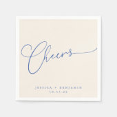 Cheers Minimal Ivory Blue Script Custom Wedding Serviette (Vorderseite)