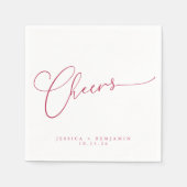 Cheers Minimal Magenta White Script Custom Wedding Serviette (Vorderseite)