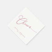 Cheers Minimal Magenta White Script Custom Wedding Serviette (Ecke)