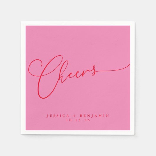 Cheers Minimal Rosa Script Custom Wedding Serviette (Vorderseite)