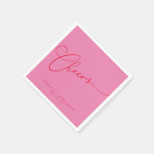 Cheers Minimal Rosa Script Custom Wedding Serviette (Ecke)