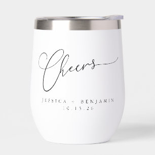 Cheers Minimal Schwarz-weiße Script Custom Wedding