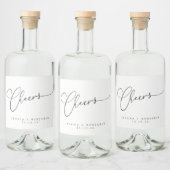 Cheers Minimal Schwarz-weiße Script Custom Wedding Alkoholflaschenetikett (Flaschen)