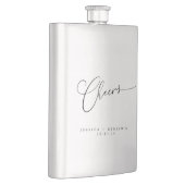 Cheers Minimal Schwarz-weiße Script Custom Wedding Flachmann (Rechts)