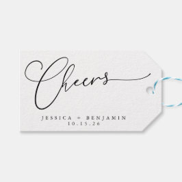 Cheers Minimal Schwarz-weiße Script Custom Wedding Geschenkanhänger