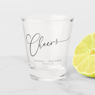 Cheers Minimal Schwarz-weiße Script Custom Wedding Schnapsglas