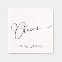 Cheers Minimal Schwarz-weiße Script Custom Wedding