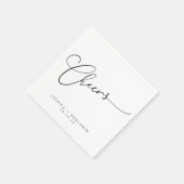Cheers Minimal Schwarz-weiße Script Custom Wedding Serviette (Ecke)