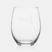 Cheers Minimal Schwarz-weiße Script Custom Wedding Weinglas Ohne Stiel (Rückseite)