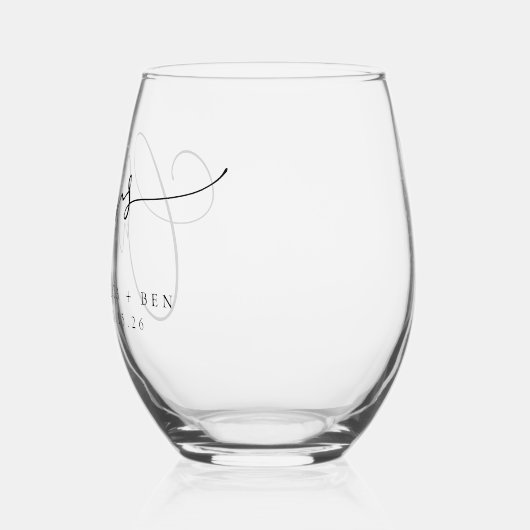 Cheers Minimal Schwarz-weiße Script Custom Wedding Weinglas Ohne Stiel (Links)