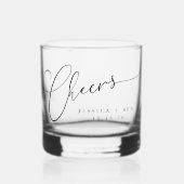 Cheers Minimal Schwarz-weiße Script Custom Wedding Whiskyglas (Vorderseite)