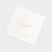 Cheers Minimal Script Custom Wedding Elegant Gold Servietten Mit Folie (Links)