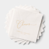 Cheers Minimal Script Custom Wedding Elegant Gold Servietten Mit Folie (Insitu (Gestapelt))