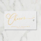 Cheers Minimal Script Custom Wedding White Gold Geschenkanhänger (Vorderseite (Horizontal))